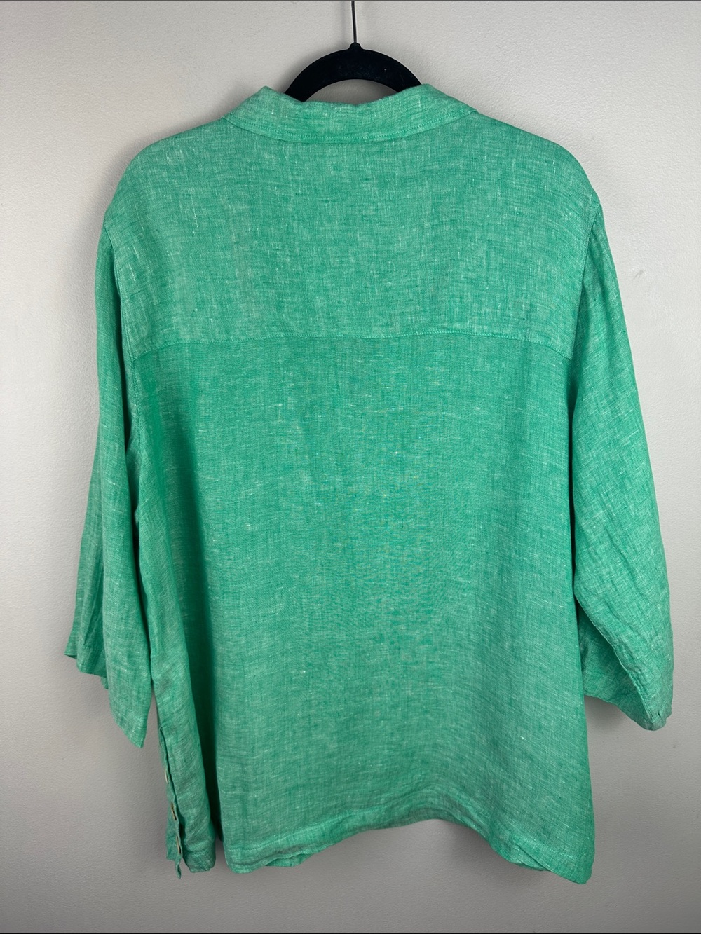 Tahari Seafoam Green Linen Split-Neck Relaxed Fit Tunic NEW! - Picture 3 of 8